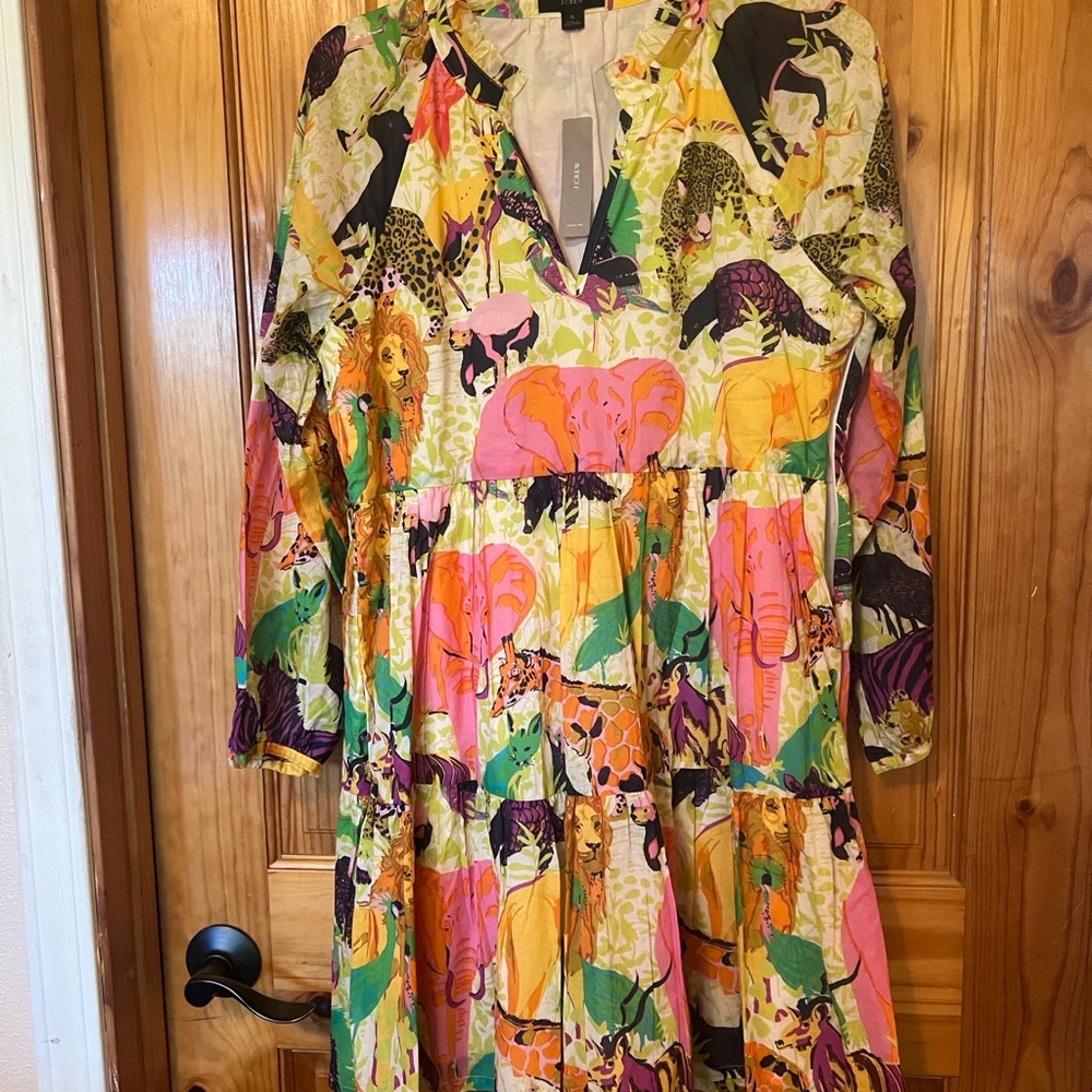 J. Crew Tiered popover dress in Ratti® safari print
